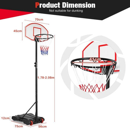 Tragbarer Basketballkorb, Höhenverstellbar, 71 cm Backboard