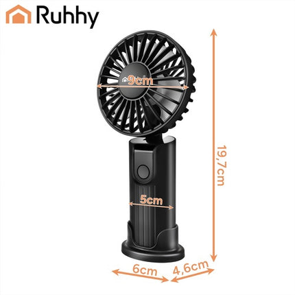 Přenosný ruční ventilátor, USB-C, baterie 2400mAh, černý
