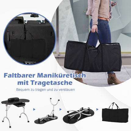 Tragbarer schwarzer Manikürtisch mit Schublade und Rollen