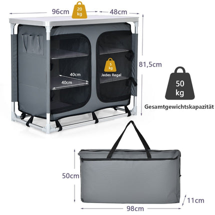 Portable Camping Kitchen Cabinet with 6 Shelves & Carry Bag