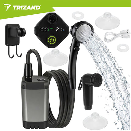 Tragbare Campingdusche mit 6000mAh Akku und Pumpe
