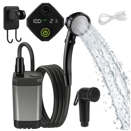Tragbare Campingdusche mit 6000mAh Akku und Pumpe