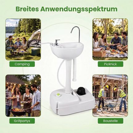 Portable Camping Sink with 4.5 Gal Tank & Foot Pump