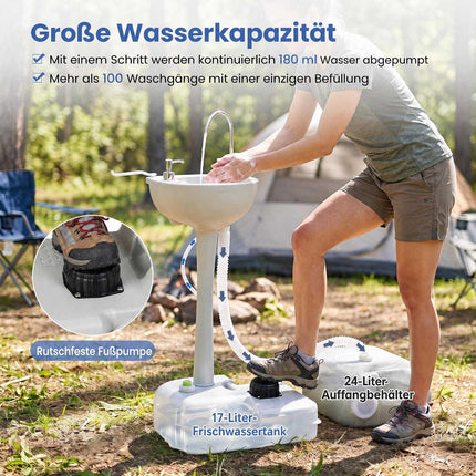 Portable Camping Sink with 4.5 Gal Tank & Wheels