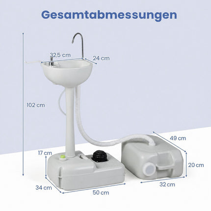 Portable Camping Sink with 4.5 Gal Tank & Wheels