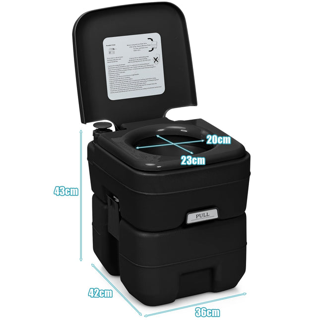 Tragbare Campingtoilette mit abnehmbaren 20L & 12L Tanks