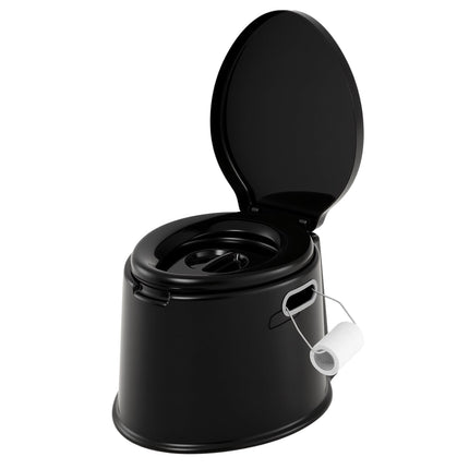 Tragbare Campingtoilette mit herausnehmbarem Eimer, Schwarz, 200kg Tragkraft