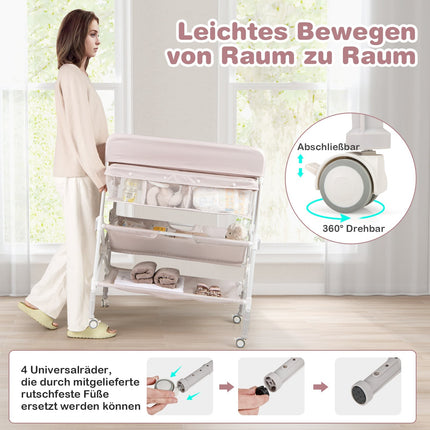 Tragbarer Wickeltisch mit verstellbarer Höhe und Stauraum