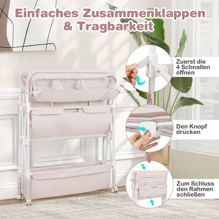 Tragbarer Wickeltisch mit verstellbarer Höhe und Stauraum