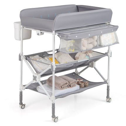 Portable Changing Table with Adjustable Height and Wheels