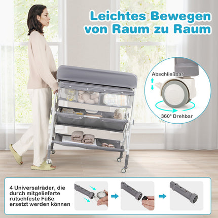 Portable Changing Table with Adjustable Height and Wheels