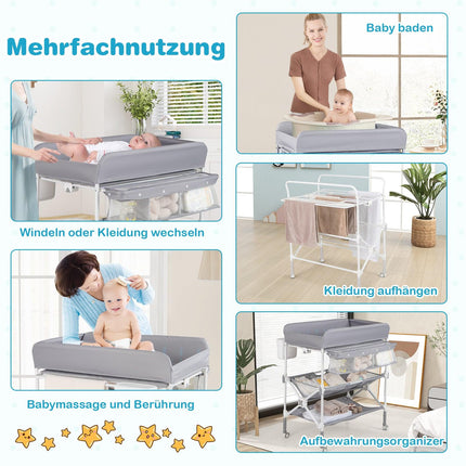 Portable Changing Table with Adjustable Height and Wheels
