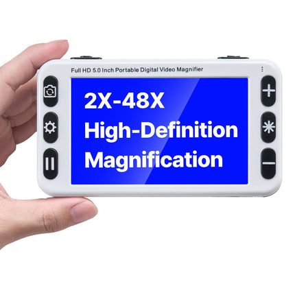 Portable Digital Magnifier, 5-Inch LCD, 2–48X Zoom