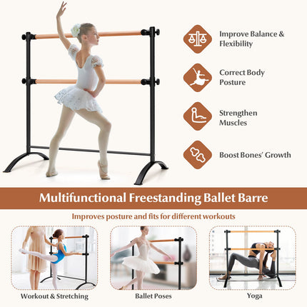 Portable Double Ballet Barre, 4 ft, Adjustable Height