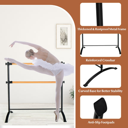 Portable Double Ballet Barre, 4 ft, Adjustable Height