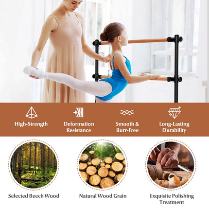 Portable Double Ballet Barre, 4 ft, Adjustable Height