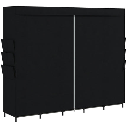 Portable Fabric Wardrobe, Dustproof, 5 Rods, Black, 212x45x167 cm