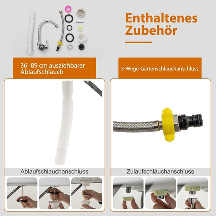 Tragbarer Fischputztisch mit Spüle und Wasserhahn – Weiß