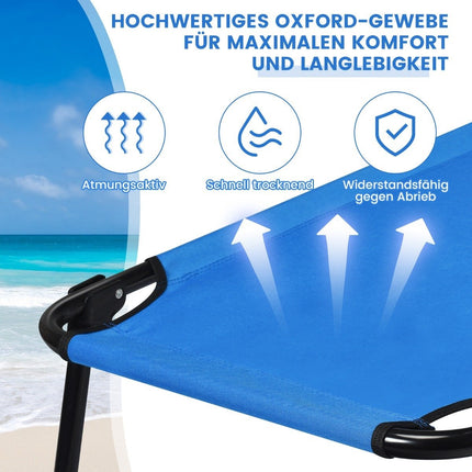 Tragbares, zusammenklappbares Campingbett, 190 cm lang, Stoff-Schlafbett, Blau