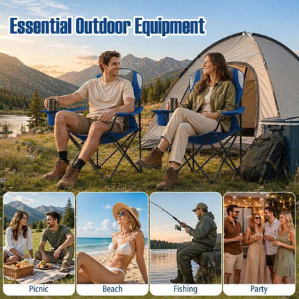 Portable Folding Camping Chair with Cup Holder, Blue