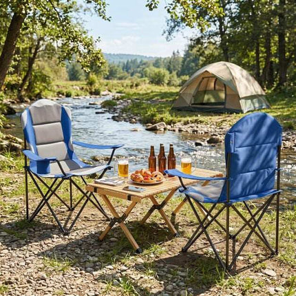 Portable Folding Camping Chair with Cup Holder, Blue