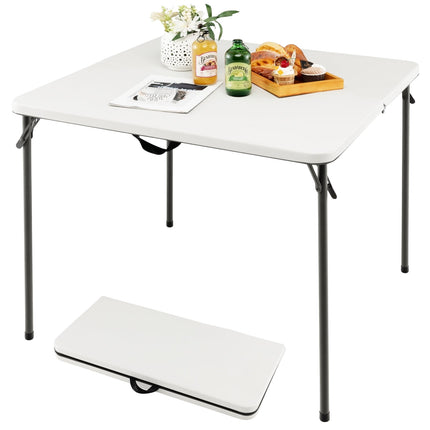 Portable Folding Camping Table with Handle, White, HDPE
