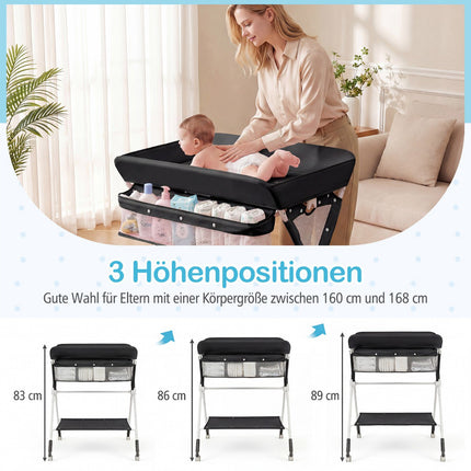 Portable Folding Changing Table with Adjustable Height, Black