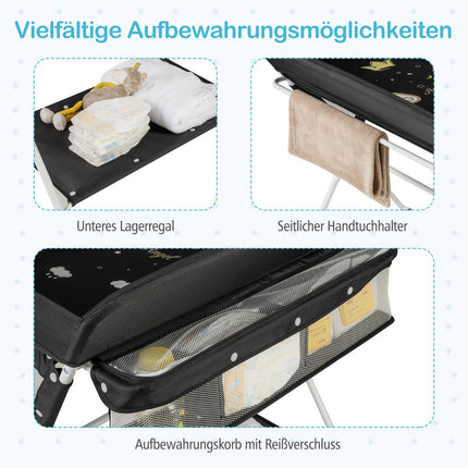 Portable Folding Changing Table with Adjustable Height, Black