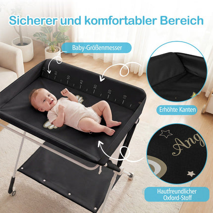 Portable Folding Changing Table with Adjustable Height, Black