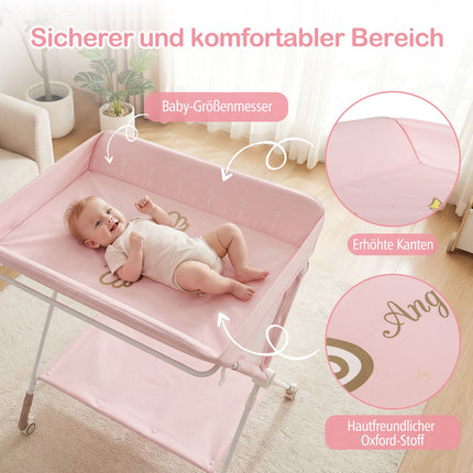 Tragbarer Wickeltisch klappbar mit verstellbarer Höhe und feststellbaren Rädern