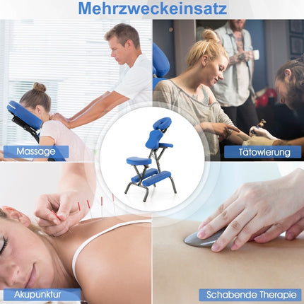 Tragbarer Klapp-Massagestuhl, höhenverstellbar, blau