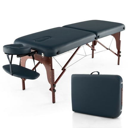 Portable Folding Massage Table, Adjustable Height, Carry Case, Navy