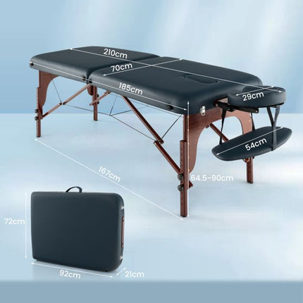 Portable Folding Massage Table, Adjustable Height, Carry Case, Navy