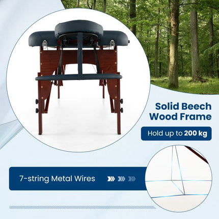 Portable Folding Massage Table, Adjustable Height, Carry Case, Navy