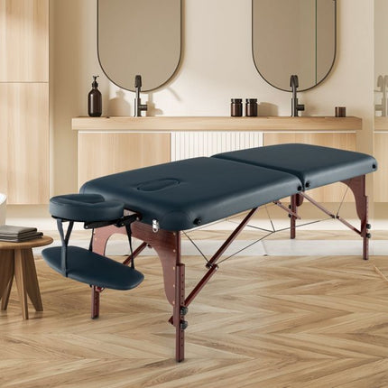 Portable Folding Massage Table, Adjustable Height, Carry Case, Navy