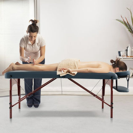 Portable Folding Massage Table, Adjustable Height, Carry Case, Navy