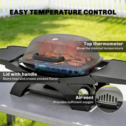 Tragbarer Gasgrill mit 3,3 kW Brenner und Seitenablagen