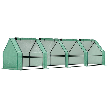 Portable Greenhouse with Zipper Doors, Steel Frame, 360x90x90 cm