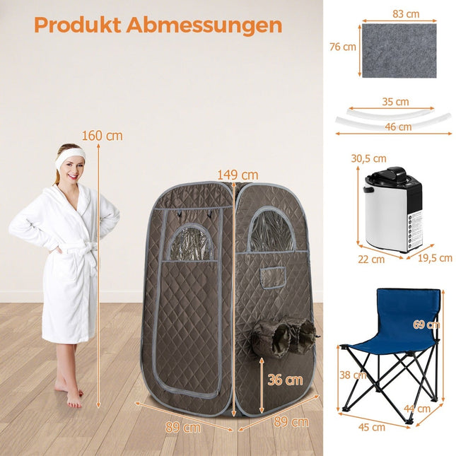 Portable Home Sauna with 3L Steam Generator, Grey