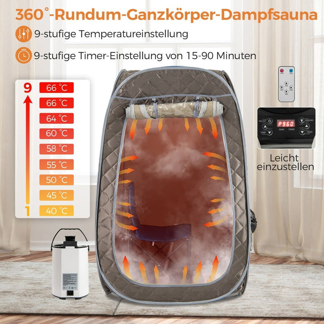 Portable Home Sauna with 3L Steam Generator, Grey