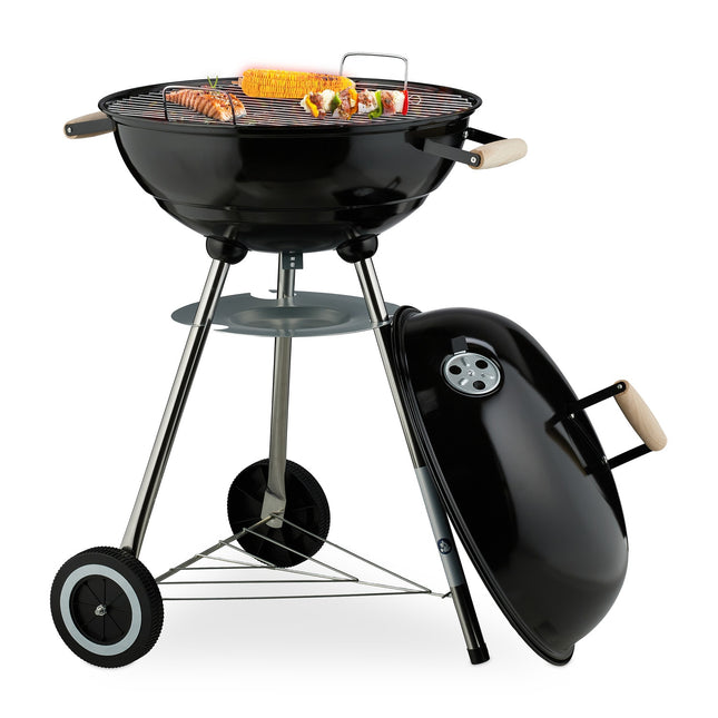 Portable Kettle BBQ Grill with Ash Catcher & Wheels