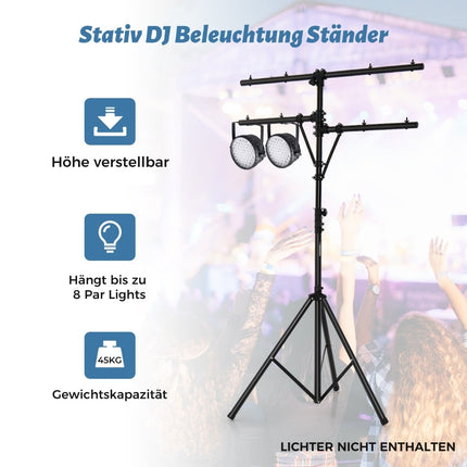 Portable Lighting Stand, Adjustable Height, Holds 8 Lights