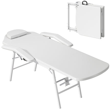 Tragbare Massageliege, verstellbare Rücken- und Beinlehne, weiß