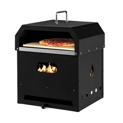 Tragbarer Mehrzweck-Pizzaofen 4-in-1 mit Abdeckung und 2 Schichten, Schwarz
