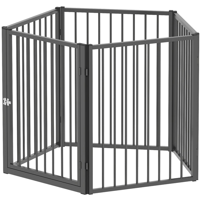 Přenosná ohrádka pro mazlíčky, 5 panelů, černý ocelový plot