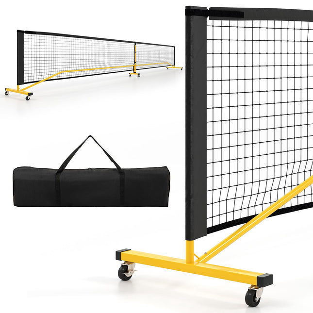 Portable Pickleball Net with Wheels, 6.7m, Metal Frame