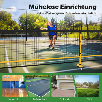 Tragbares Pickleball-Netz mit Rollen, 6,7 m, Metallrahmen