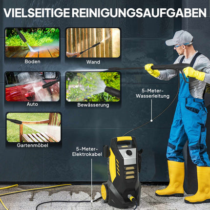 Tragbarer Hochdruckreiniger, 1800W, 135 Bar, Verstellbare Düse