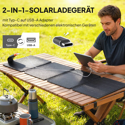 Tragbares Solarpanel, 36W Schnellladung, Wasserdicht, Faltbar