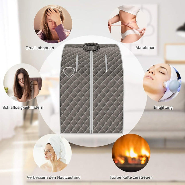 Portable Steam Sauna, 3L 1000W, 9 Temp Settings, Gray